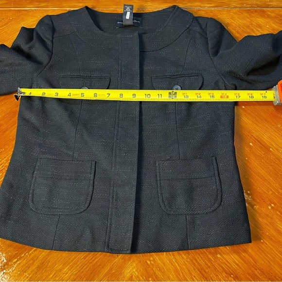 Banana Republic Black Cotton and Linen Career Jacket Size 0 Wardrobe Staple - Picture 6 of 10